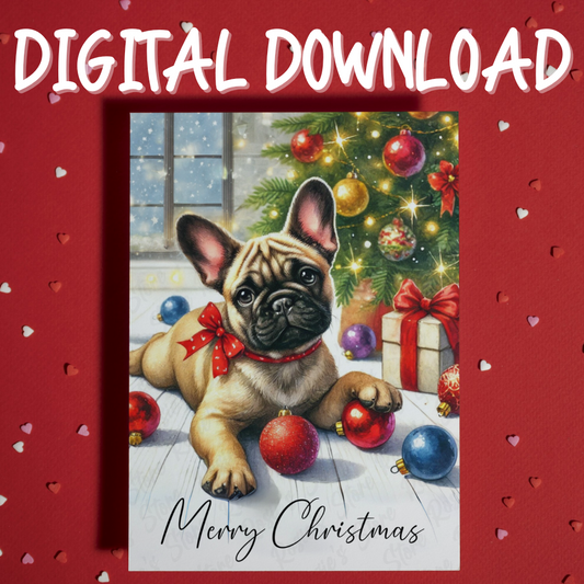 Christmas Digital Greeting Card, French Bulldog: Merry Christmas