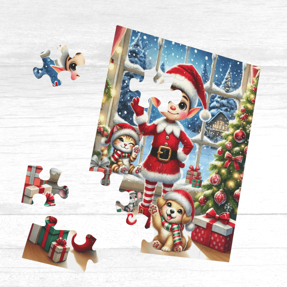 Christmas Gift, Personalized Elf Letter Double-Sided Jigsaw Puzzle: Goodbye or Hello From Your Elf (Elves)