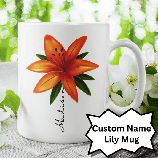 Flower Mug, Personalized Name Lily Mug