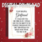 Girlfriend Printable Romantic Card, I Love You Digital Download, Anniversary Valentines Birthday Card for Her