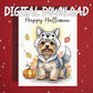 Halloween Yorkie Printable Card Wolf Costume Yorkshire Terrier Fall Digital Download