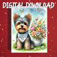 Mother's Day Printable Card: Yorkshire Terrier Dog with Bandana (Digital Download)