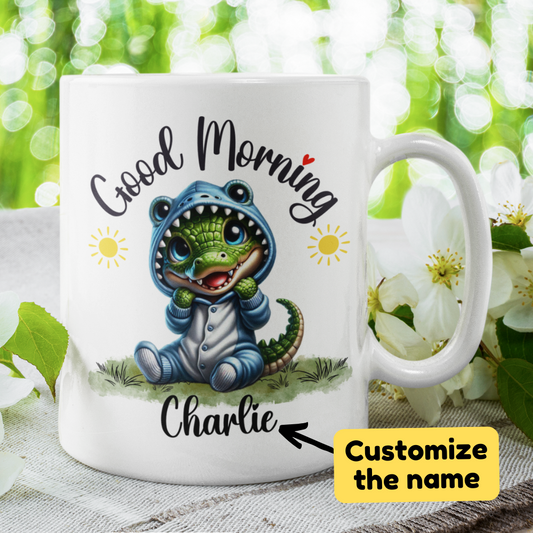 Good Morning Coffee Mug, Alligator/Crocodile