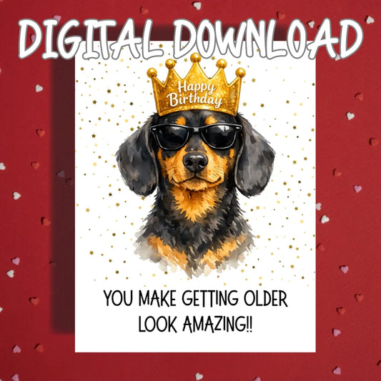 Birthday Printable Card: You make getting older look amazing!! - Dog (Digital Download)