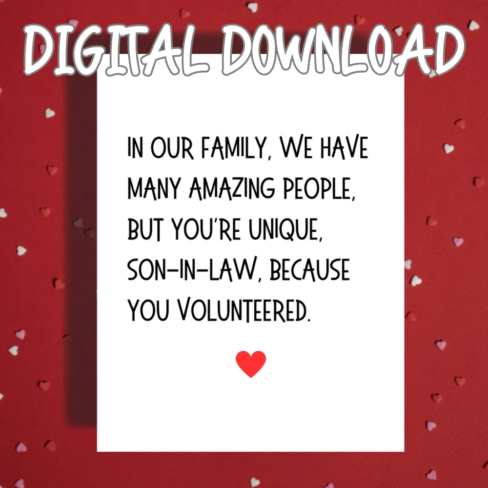Son-in-Law Printable Card: In Our Family (Digital Download)