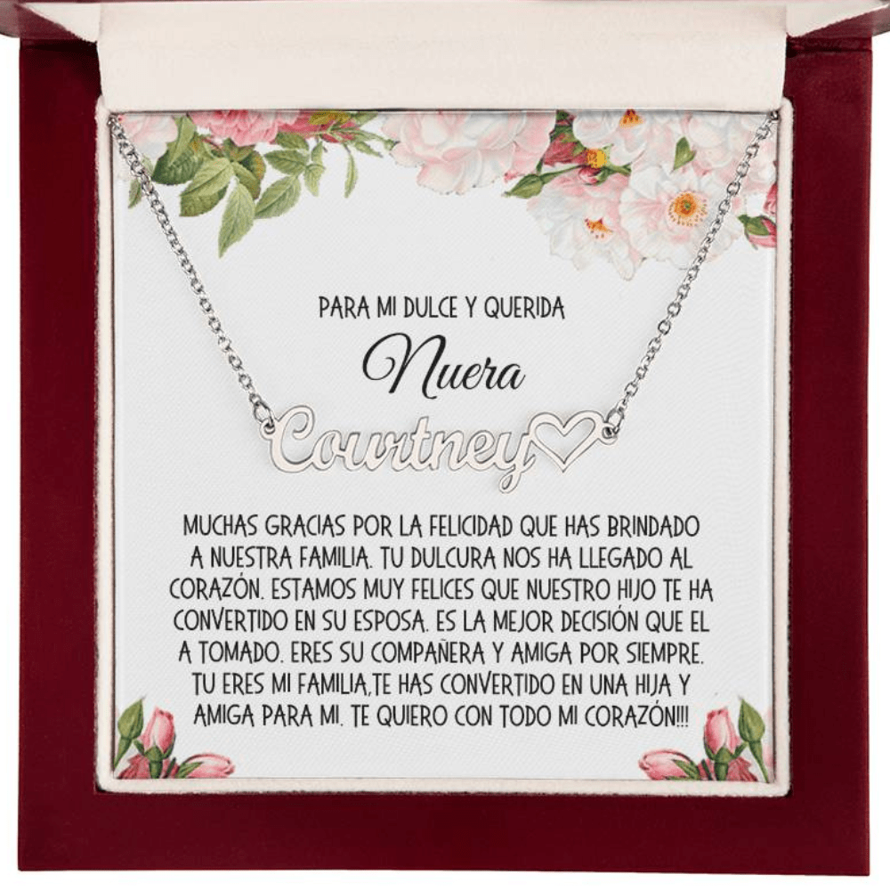 Daughter in Law Gift, Name Necklace - SPANISH: You Are My Family, My Daughter, My Best Friend...