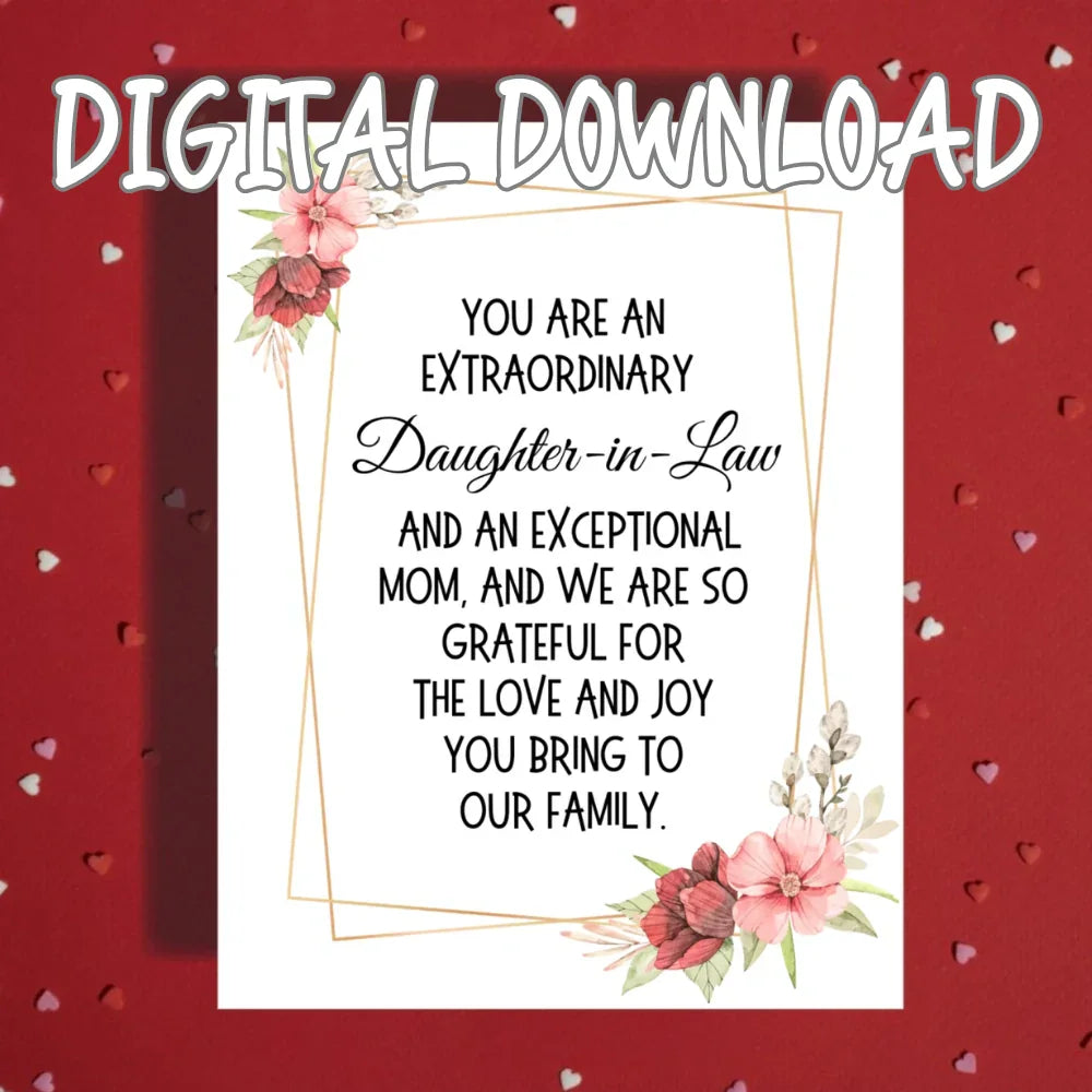 Daughter-in-Law Printable Card – Extraordinary Mom Digital Download