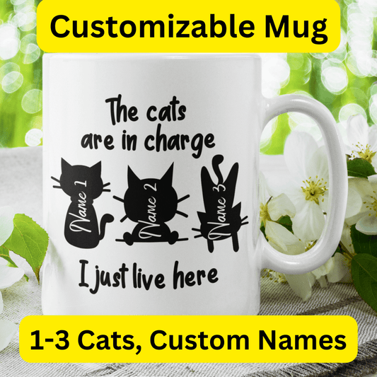 Cat, Custom Coffee Mug: I Just Live Here