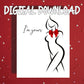 Anniversary Printable Sexy Card I'm Yours, Flirty Silhouette Bow Valentine's Birthday Christmas Digital Download