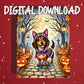Halloween Dachshund Printable Card, Spooky Wiener Dog Wolf Costume Digital Download