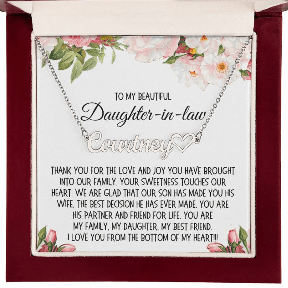 Daughter in Law Gift, Name Necklace: You Are My Family, My Daughter, My Best Friend...