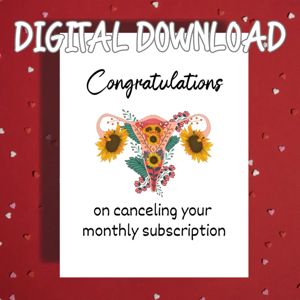 Hysterectomy Printable Card, Cancel Monthly Subscription, Post Surgery Digital Download