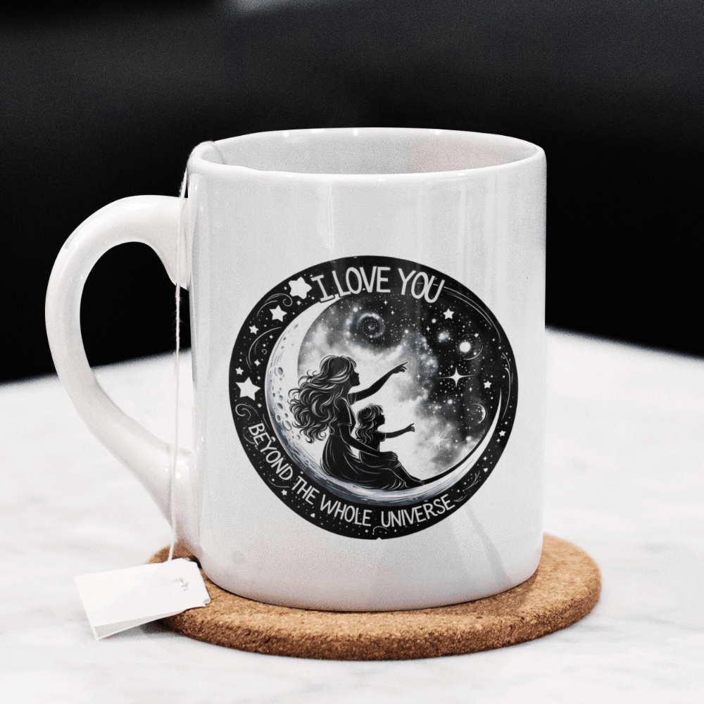 Mom and Daughter Gift, Coffee Mug With Custom Names: I Love You Beyond The Whole Universe