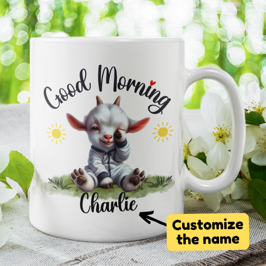 Good Morning Coffee Mug, Goat