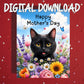 Mother's Day Printable Card: Black Cat (Digital Download)