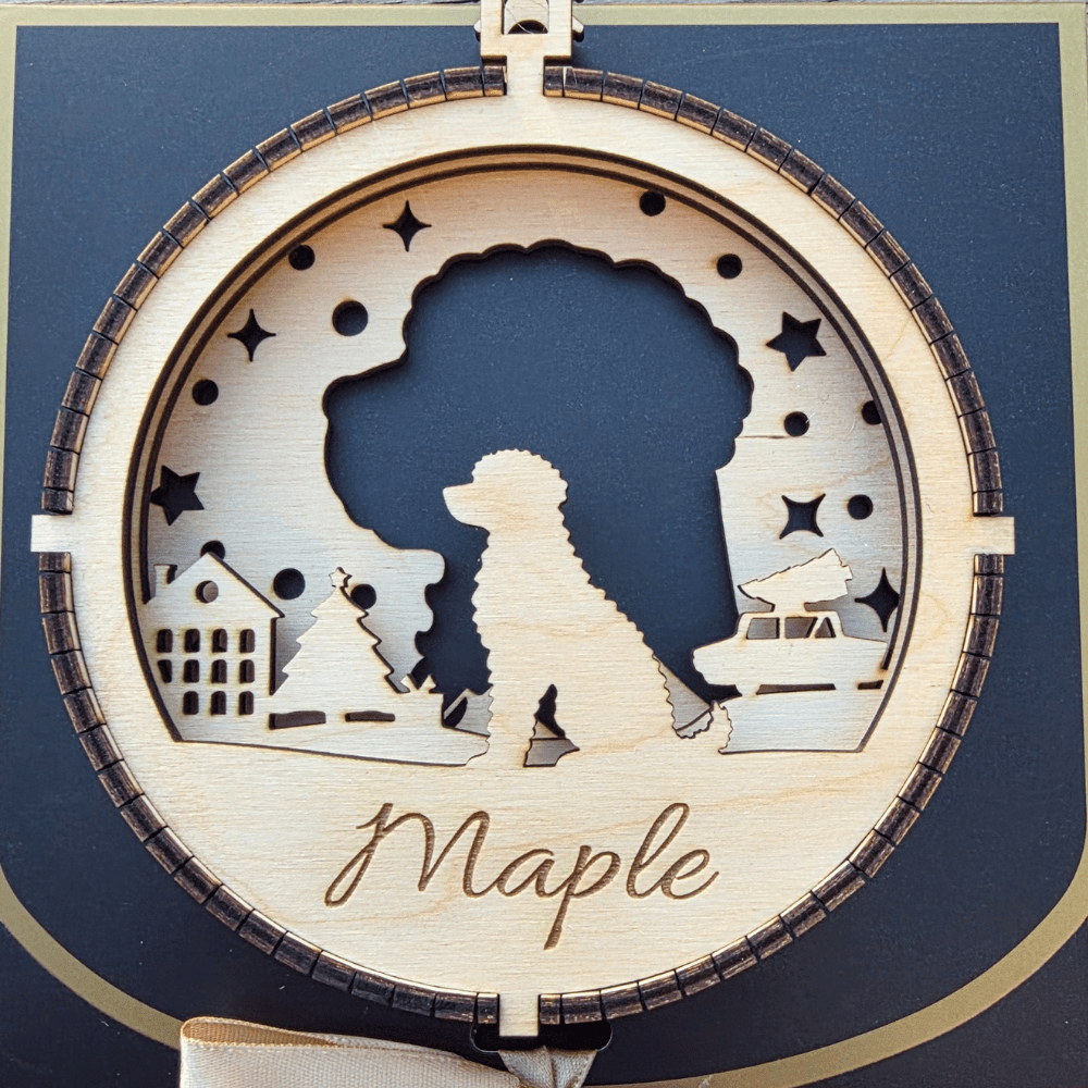 3D Wooden Dog Ornament: Portuguese Water Dog