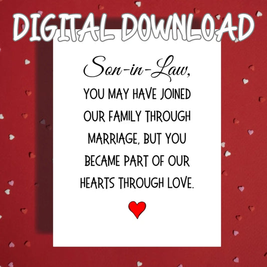 Son-in-Law Printable Card: You May Have Joined Our Family (Digital Download)