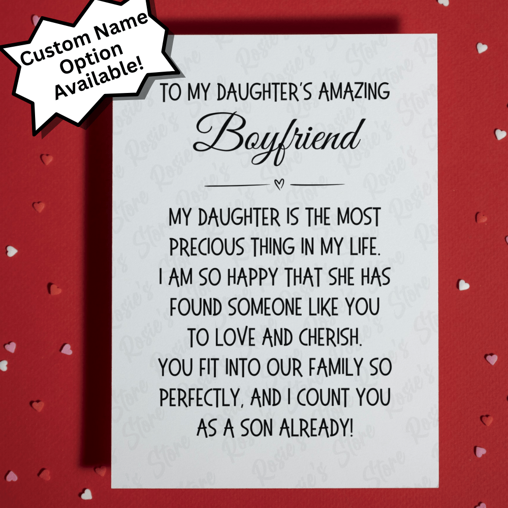 Daughter's Boyfriend Greeting Card: My Daughter Is The Most Precious Thing...