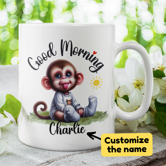 Good Morning Coffee Mug, Monkey