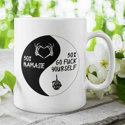 Funny Coffee Mug: 50% Namaste...
