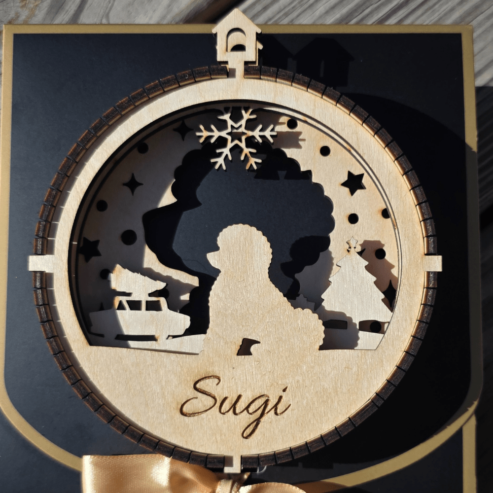 3D Wooden Dog Ornament: Bichon Frise