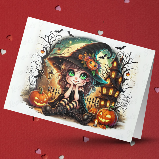 Halloween Cute Witch Greeting Card