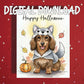 Halloween Dachshund Printable Card, Cute Wiener Dog Wolf Costume Digital Download