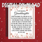 Granddaughter Printable Card from Grandma or Grandparents, Sentimental Floral Birthday Graduation Digital Download