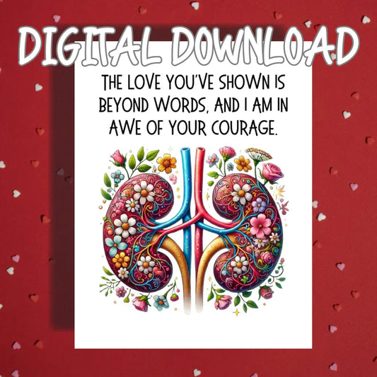 Kidney Donor Thank You Printable Card, Organ Donation Appreciation Digital Download