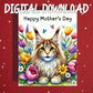 Mother's Day Printable Card: Maine Coon Cat (Digital Download)