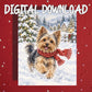 Christmas Printable Card, Yorkshire Terrier Dog (Digital Download)