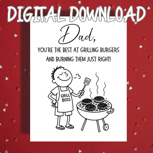 Dad Printable Card: Dad You're The Best At Grilling