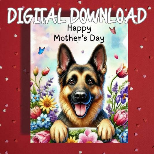 Mother's Day Digital Greeting Card, German Shepherd Dog