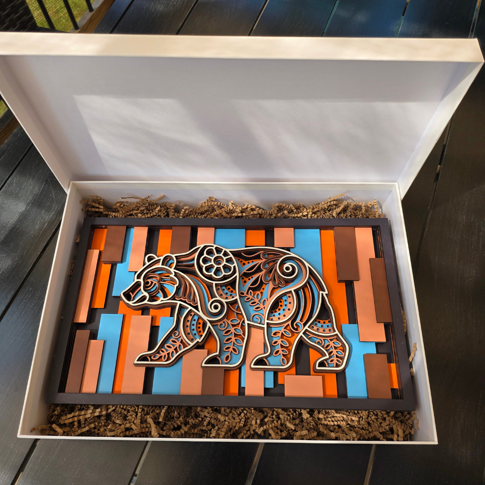Layered Wooden Bear Wall Art, Handmade Gift Ideas