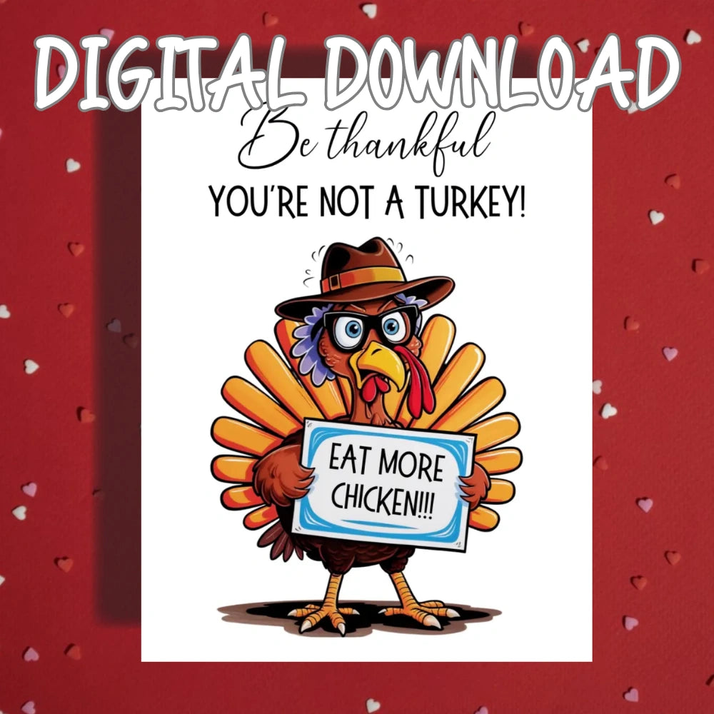Thanksgiving Printable Card: Be Thankful You're Not A Turkey (Digital Download)
