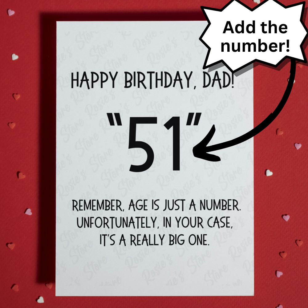 Dad Funny Birthday Card: Age Is Just A Number