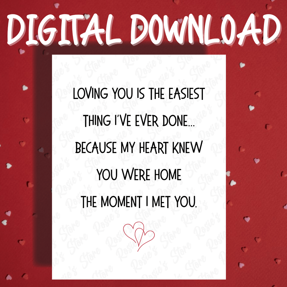 Couple Romantic Digital Greeting Card: Loving You Is The Easiest Thing...