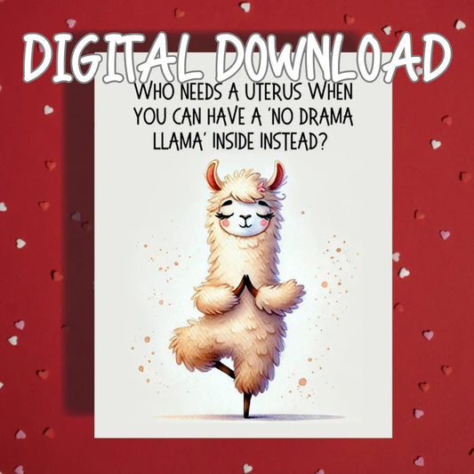 Hysterectomy Printable Card No Drama Llama Surgery Support Digital Download