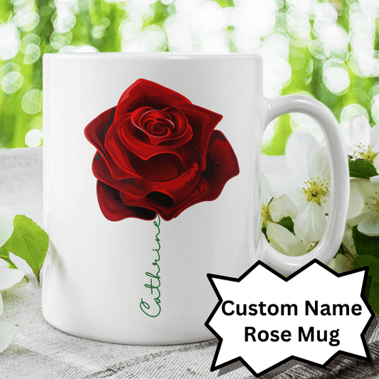 Flower Mug, Personalized Name Rose Mug