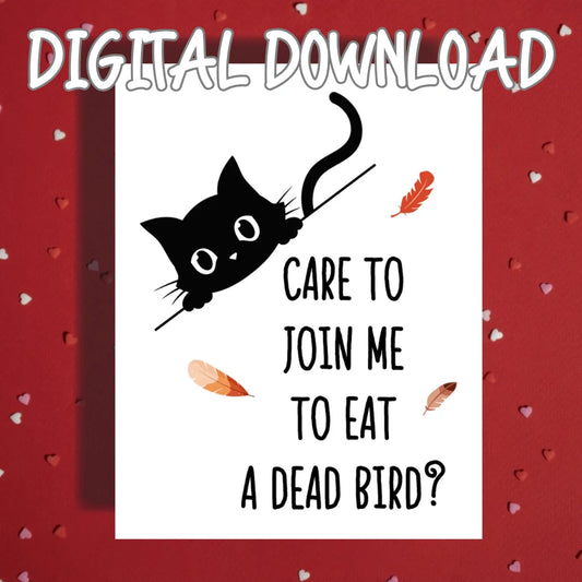 Thanksgiving Printable Card: Care To Join Me - Cat (Digital Download)