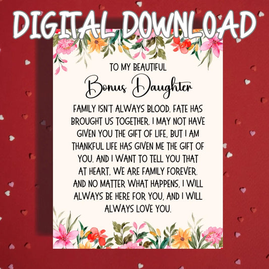 Bonus Daughter Printable Card: Family Isn't Always Blood (Digital Download)