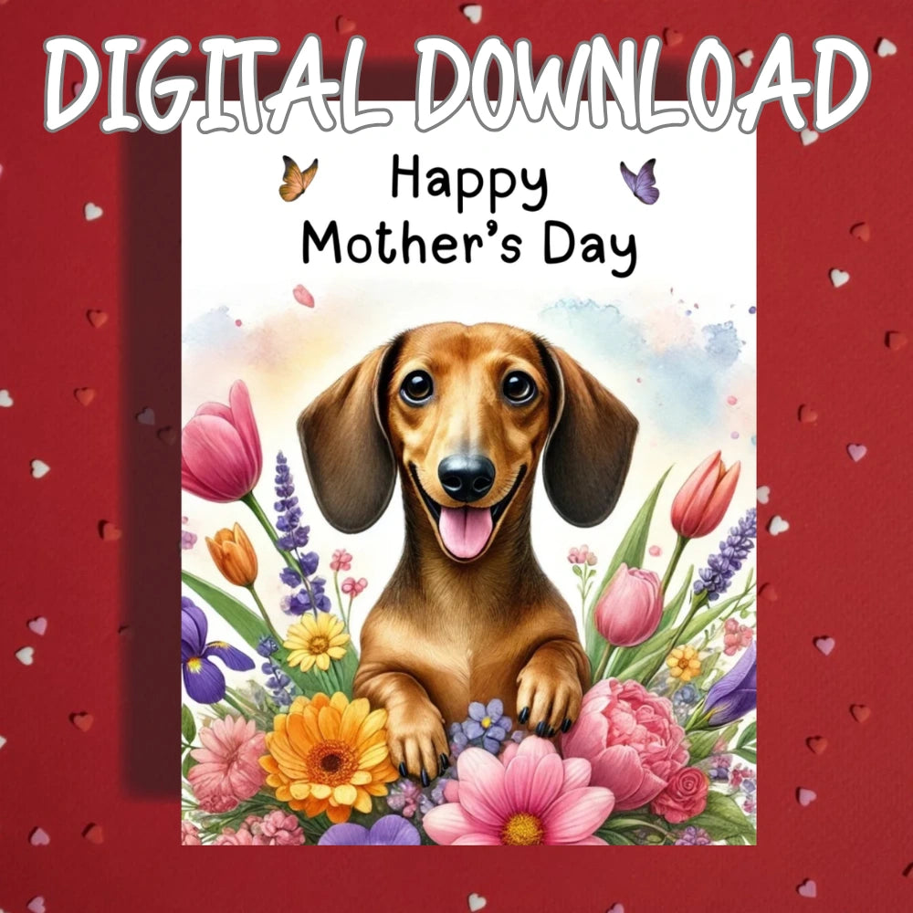Mother's Day Printable Card: Dachshund Dog (Digital Download)