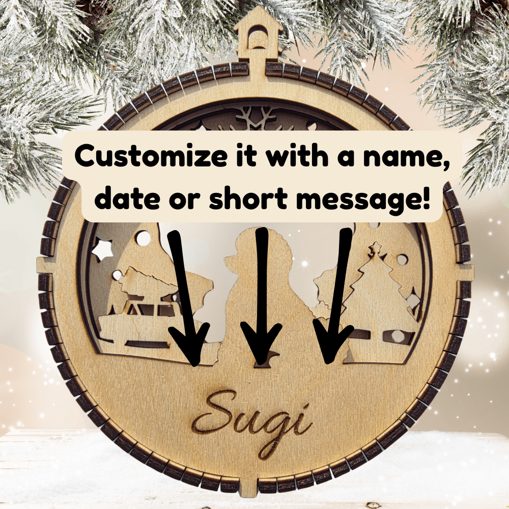 3D Wooden Dog Ornament: Bichon Frise