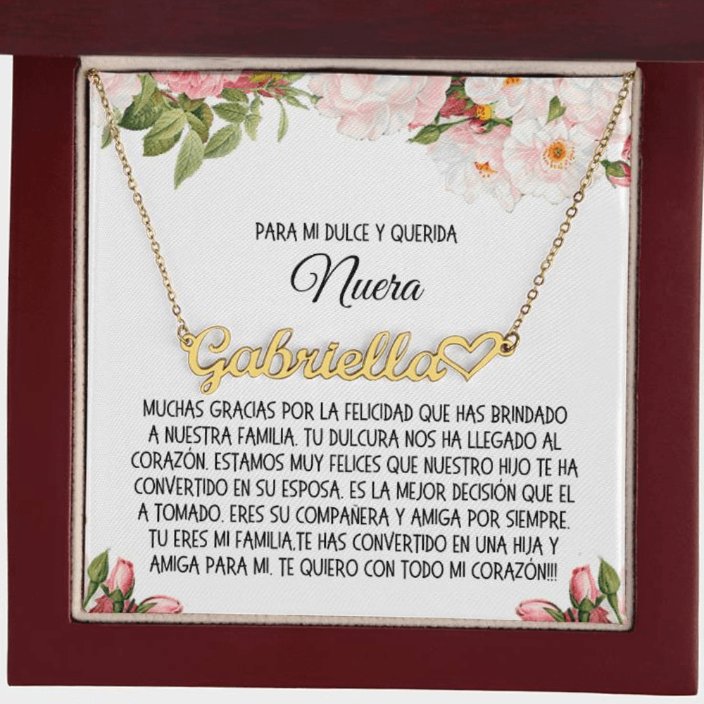 Daughter in Law Gift, Name Necklace - SPANISH: You Are My Family, My Daughter, My Best Friend...