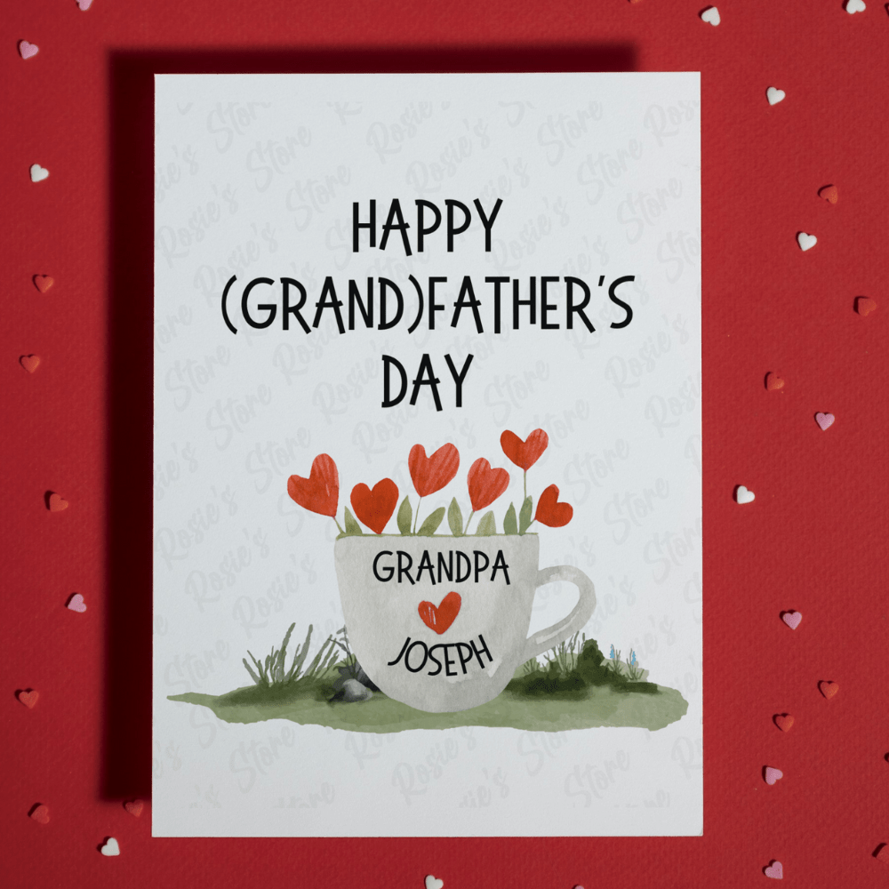 Grandpa, Custom Greeting Card Hearts: Happy (Grand)Father's Day