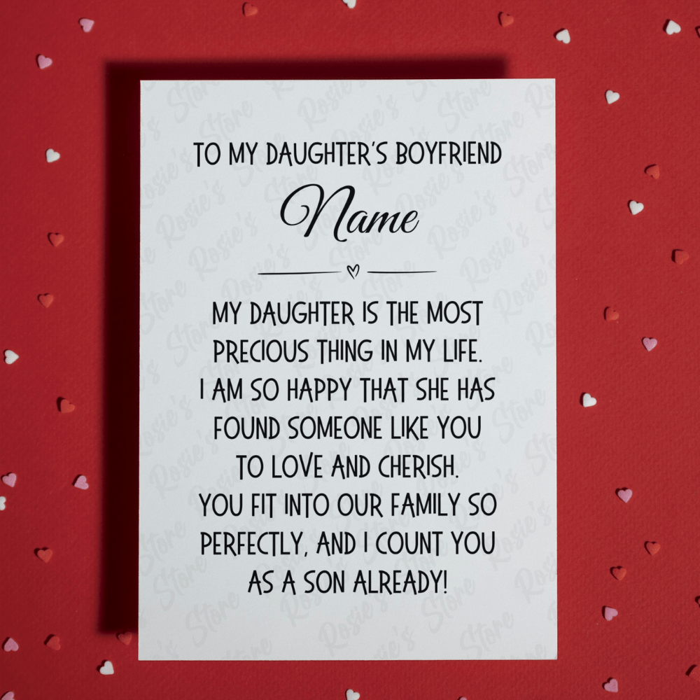 Daughter's Boyfriend Greeting Card: My Daughter Is The Most Precious Thing...