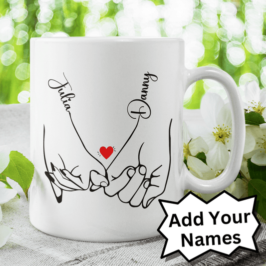 Couple Gift, Coffee Mug  With Custom Names: Pinky Swear