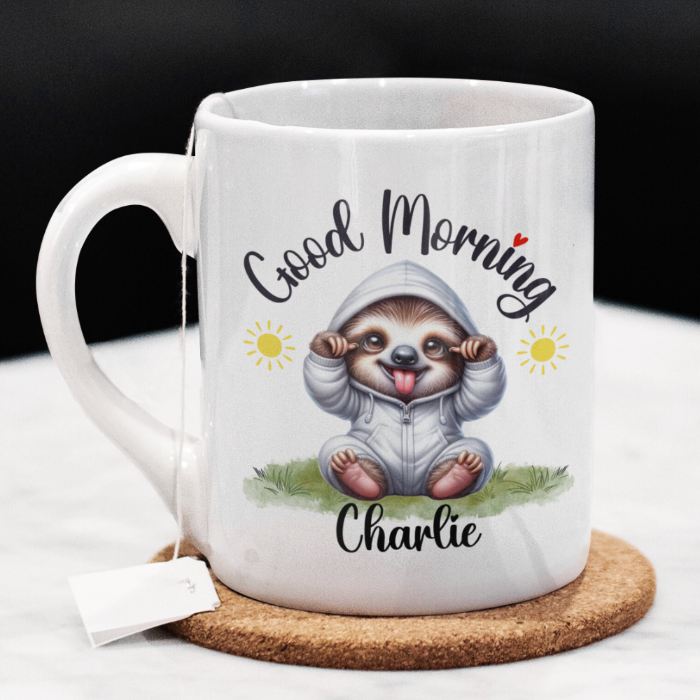 Good Morning Coffee Mug, Sloth