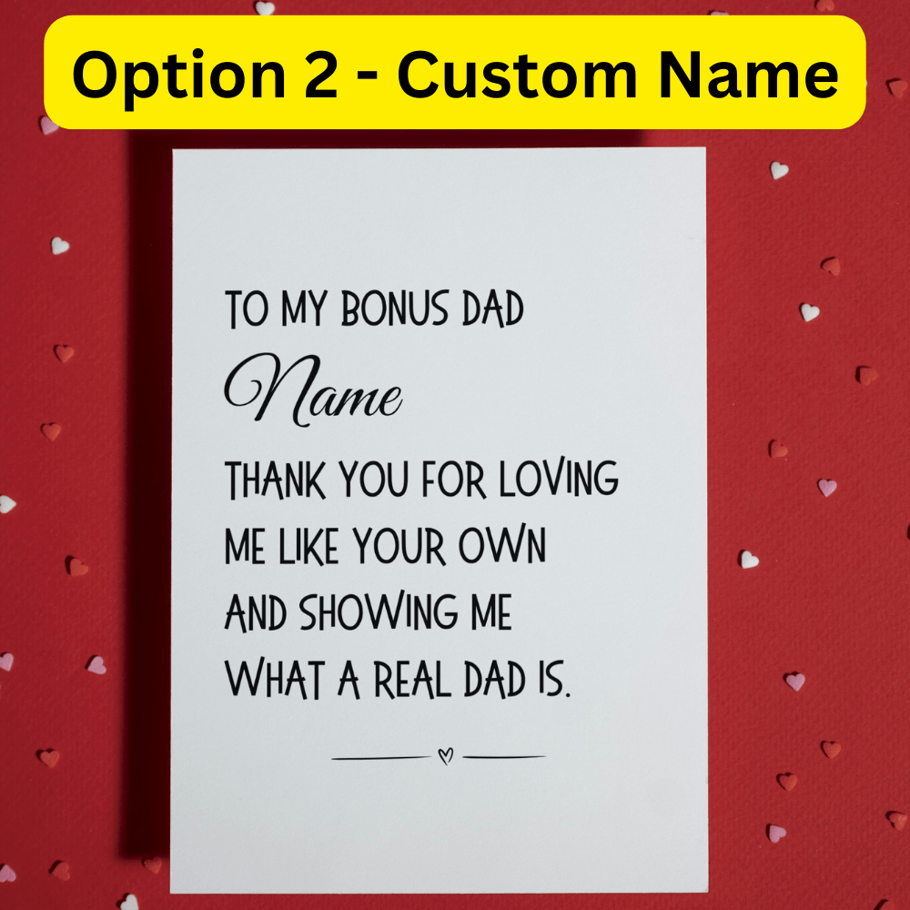 Bonus Dad Greeting Card: Thank You For Loving Me