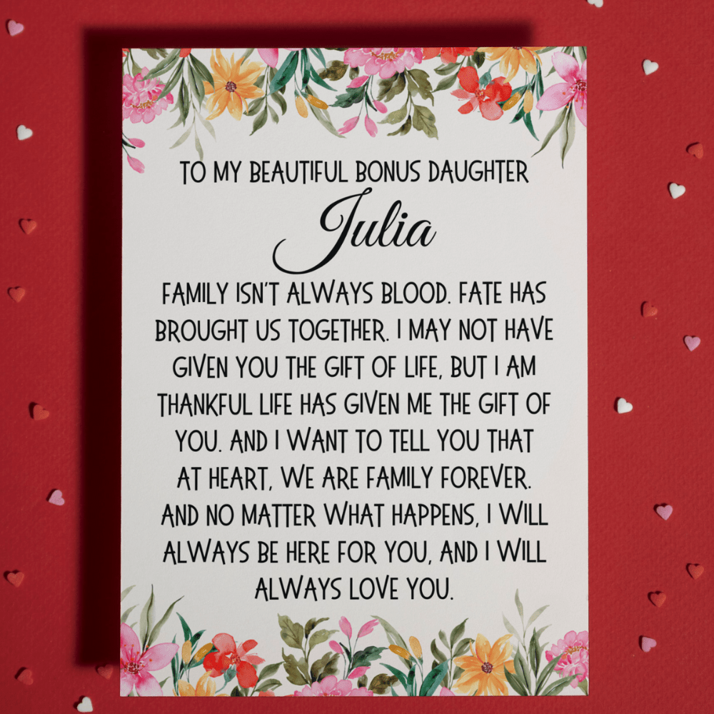 Bonus Daughter, Personalized Greeting Card: Family Isn't Always Blood...